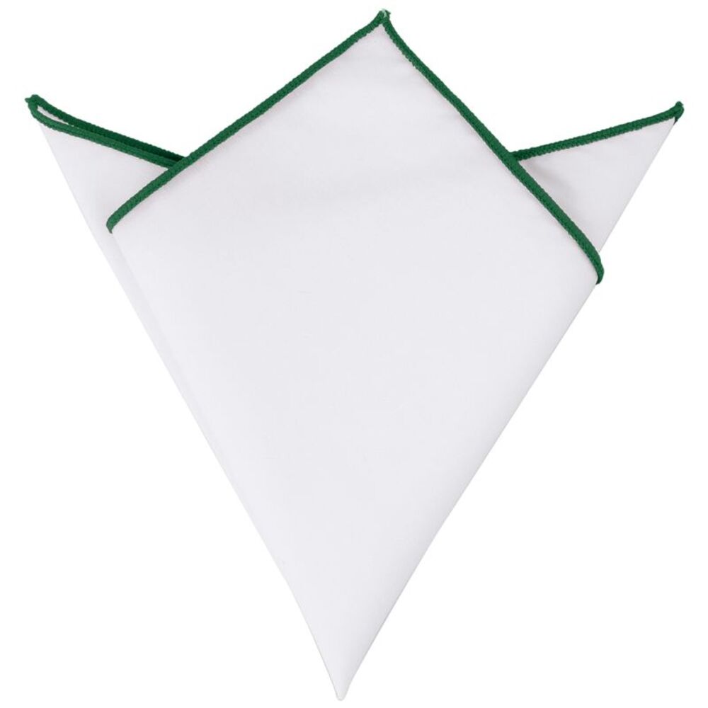 Cotton Handkerchiefs Color Contrast Trim White Pocket Squares Tuxedo Green